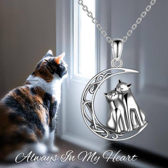 Sterling Silver Cat & Celtic Knot & Moon Urn Necklace for Ashes-4