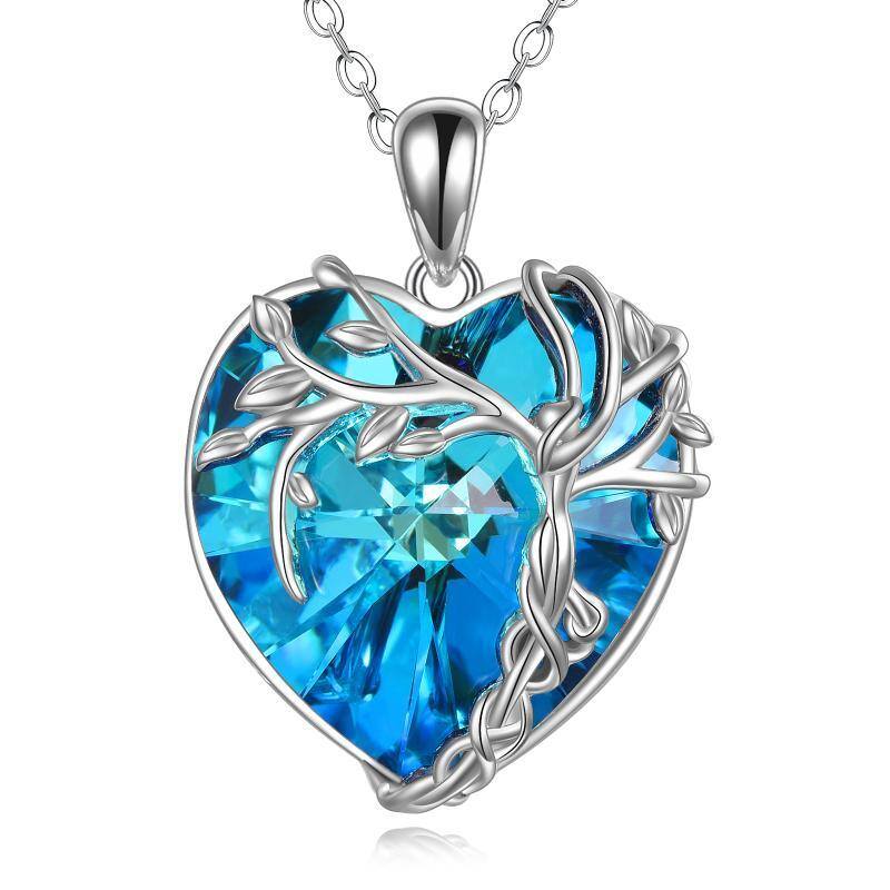 Collier en argent sterling avec pendentif en forme de coeur et arbre de vie en cristal-1