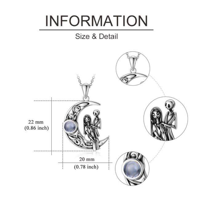 Halskette mit Mondanhänger aus Sterlingsilber mit Projektionsstein-4