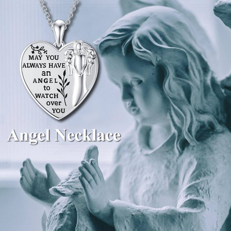 Sterling Silver Angel Wings Pendant Necklace with Engraved Word-6