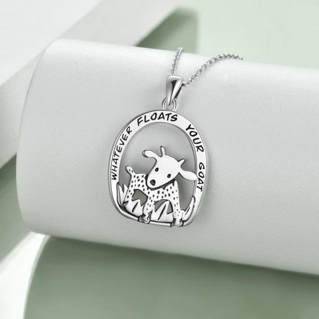 Sterling Silver Goat Pendant Necklace with Engraved Word-4