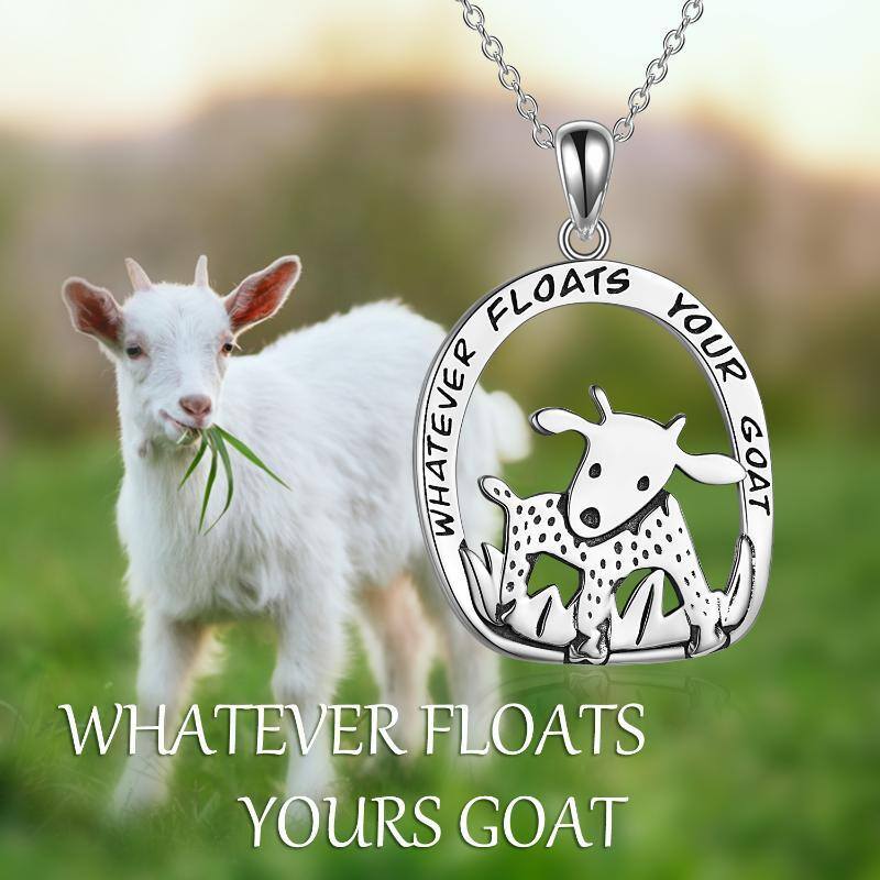 Sterling Silver Goat Pendant Necklace with Engraved Word-6