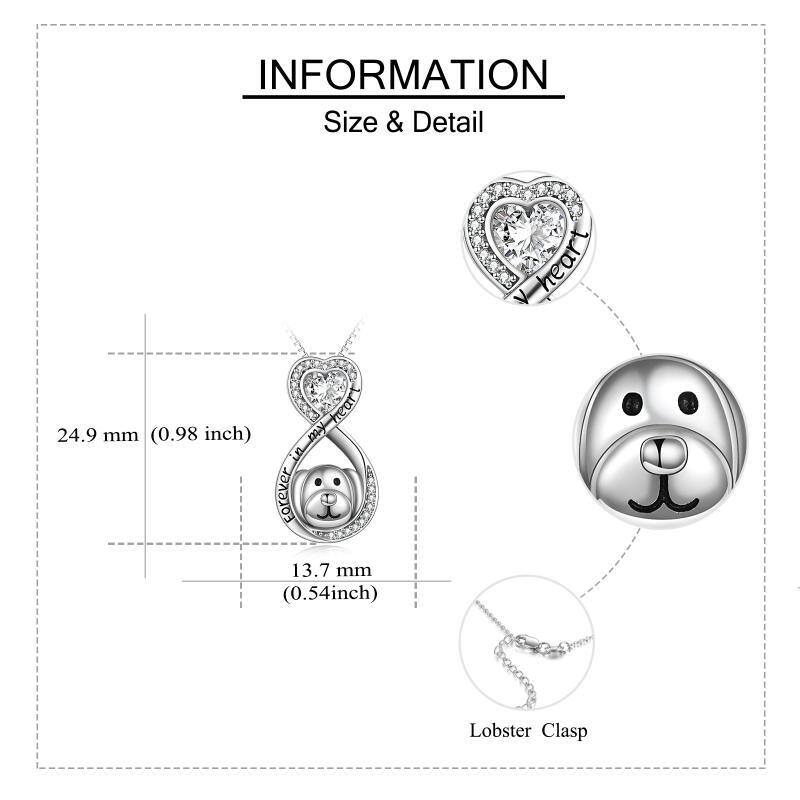 Sterling Silver Circular Shaped & Heart Shaped Cubic Zirconia Dog & Infinity Symbol Urn Necklace for Ashes with Engraved Word-6