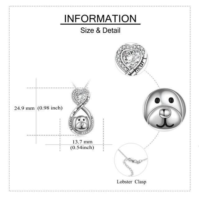 Sterling Silver Circular Shaped & Heart Shaped Cubic Zirconia Dog & Infinity Symbol Urn Necklace for Ashes with Engraved Word-5