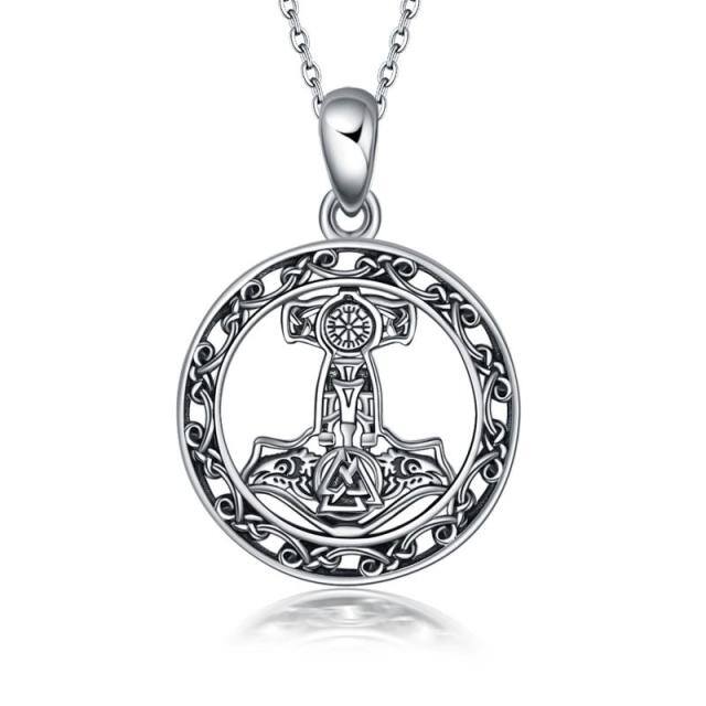 Sterling Silver Thor's Hamme Pendant Necklace-5