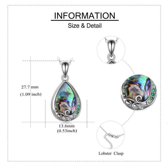 Sterling Silver Abalone Shellfish Drop Shape Urn Necklace for Ashes with Engraved Word-4