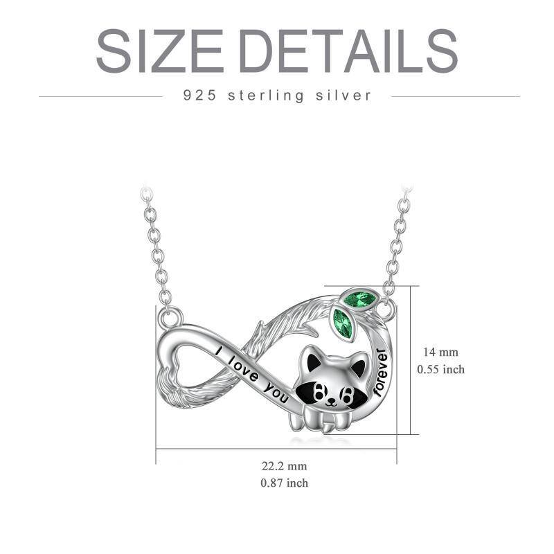 Collier en argent sterling avec pendentif en zircon cubique représentant un raton laveur e-6