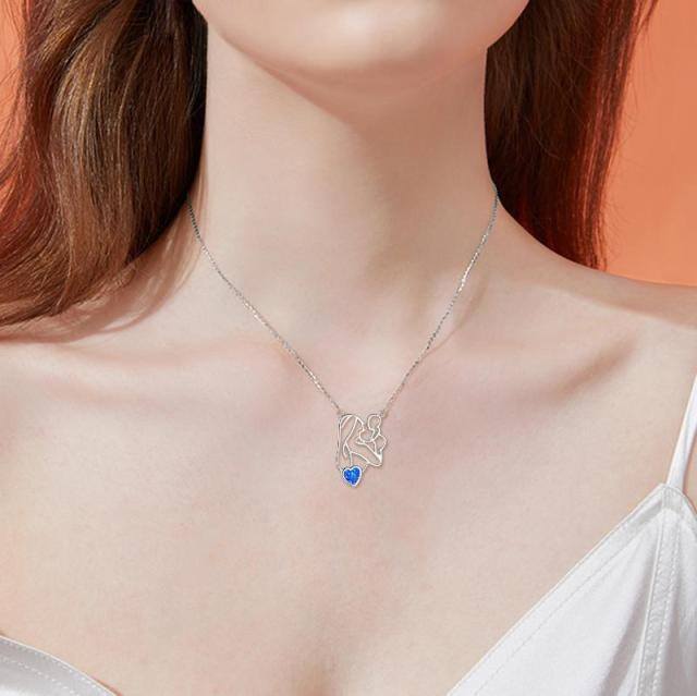 Collana con ciondolo madre e figlia in argento sterling e opale-2