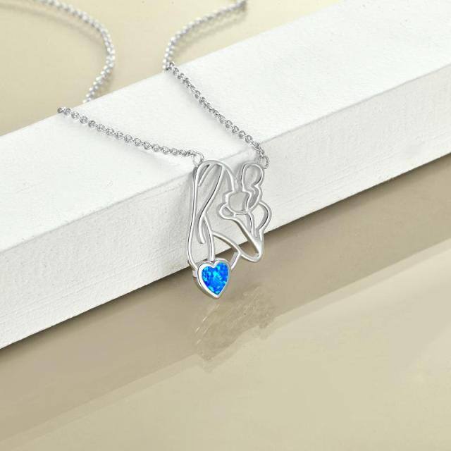 Collana con ciondolo madre e figlia in argento sterling e opale-4