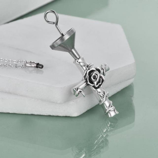 Sterling Silver Rose Urn Necklace for Ashes-2