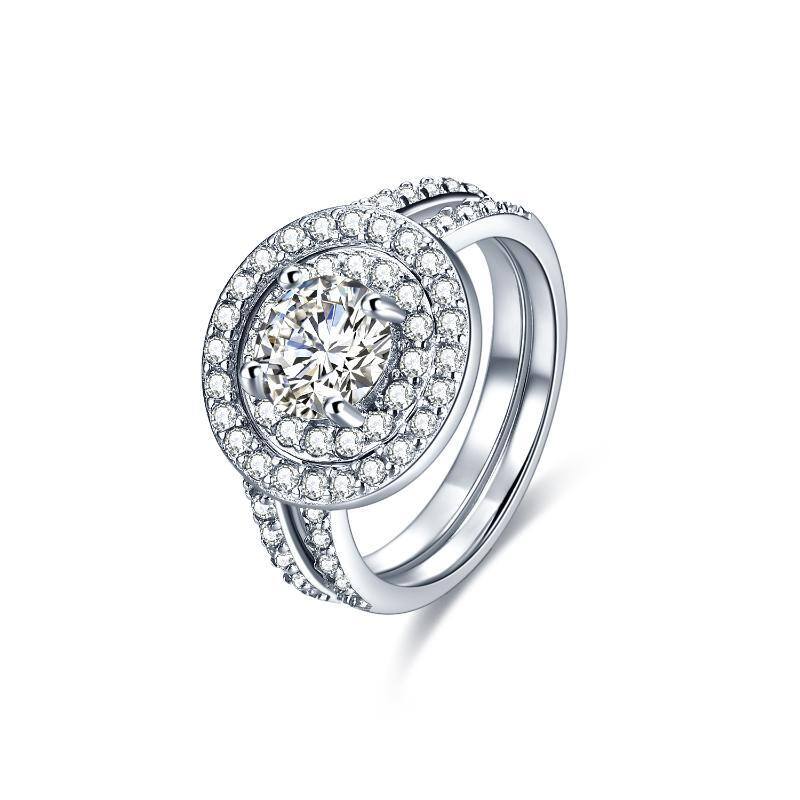 Sterling Silver Circular Shaped Cubic Zirconia Ring-1