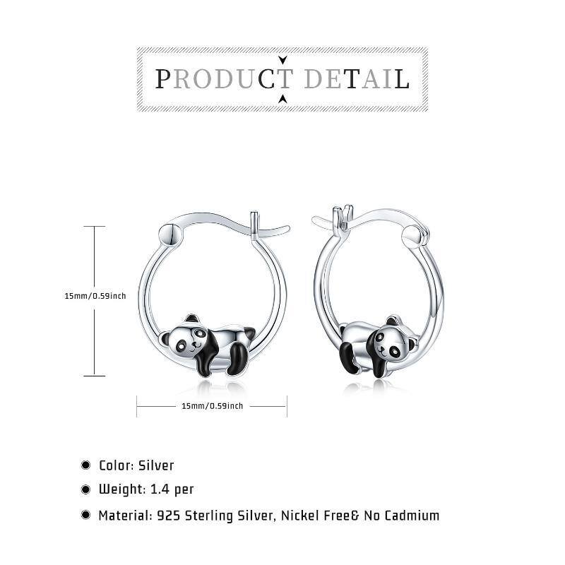 Sterling Silver Panda Hoop Earrings-6