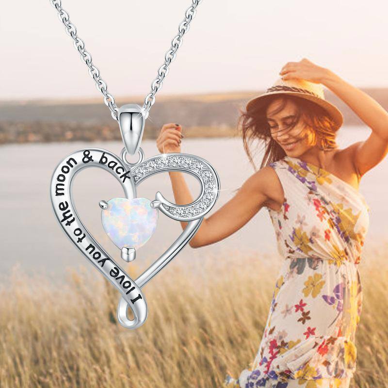 Sterling Silver Heart Heart Pendant Necklace with Engraved Word-7
