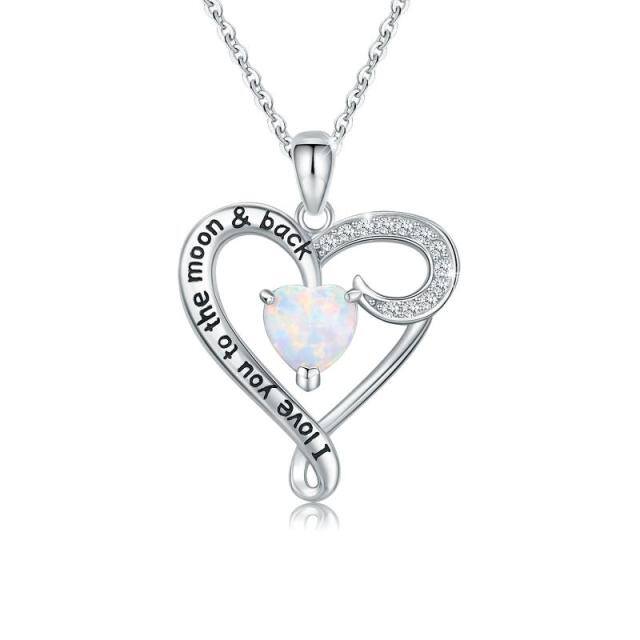 Sterling Silver Heart Heart Pendant Necklace with Engraved Word-1
