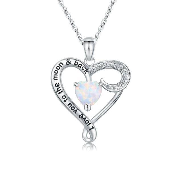 Collier pendentif coeur en argent sterling avec mot gravé-0