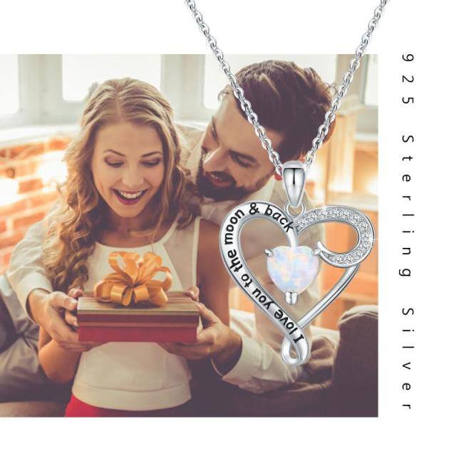 Collier pendentif coeur en argent sterling avec mot gravé-5