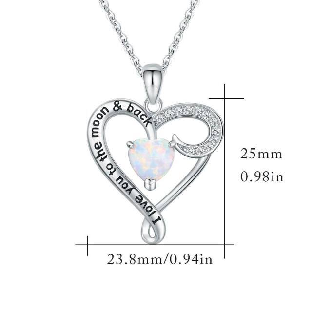 Sterling Silver Heart Heart Pendant Necklace with Engraved Word-2