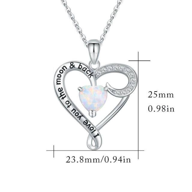 Collier pendentif coeur en argent sterling avec mot gravé-2