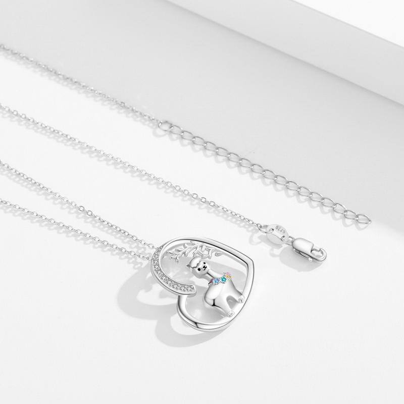 Collier en argent sterling avec pendentif Alpaga et coeur en zircon cubique-5