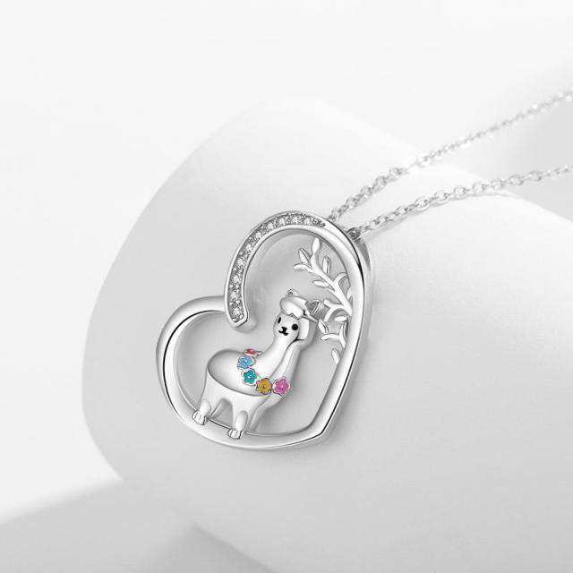 Collana con ciondolo a forma di cuore e alpaca in argento sterling con zirconia cubica-4