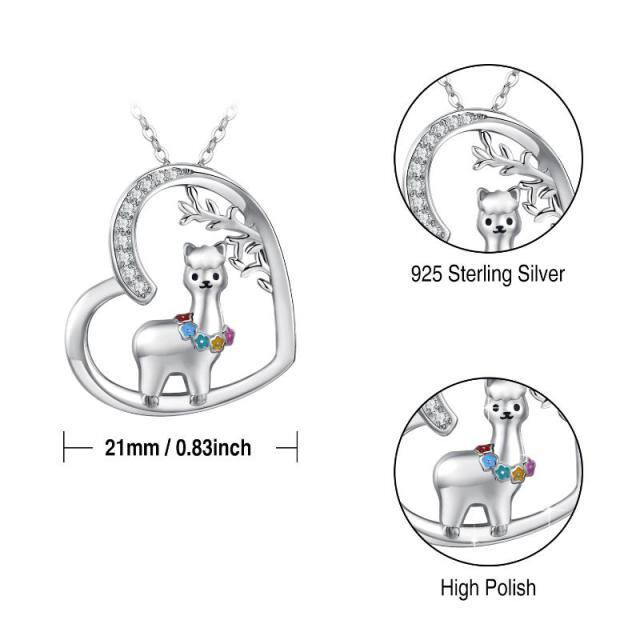 Colar com pingente de alpaca animal fofo de lhama em prata esterlina-6