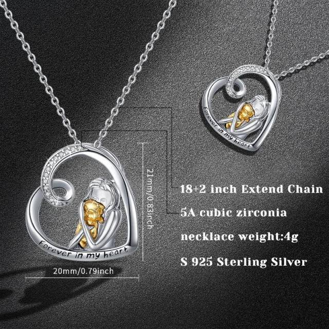 Sterling Silver Two-tone Dog Pendant Necklace with Engraved Word-4