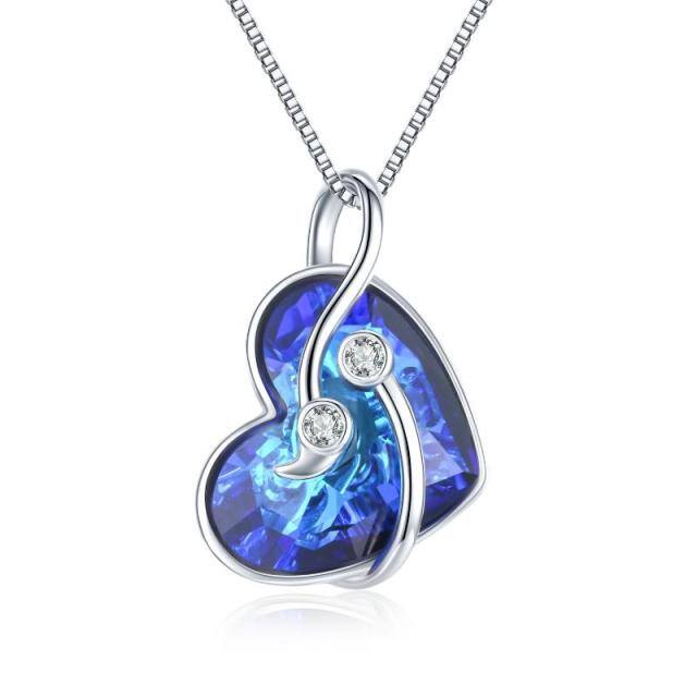 Collana con ciondolo di cristallo a forma di cuore in argento sterling-1