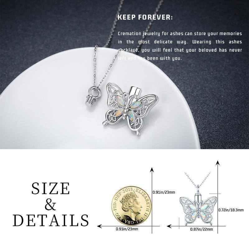 Sterling Silber Opal Schmetterling & Keltischer Knoten Urn Halskette-6