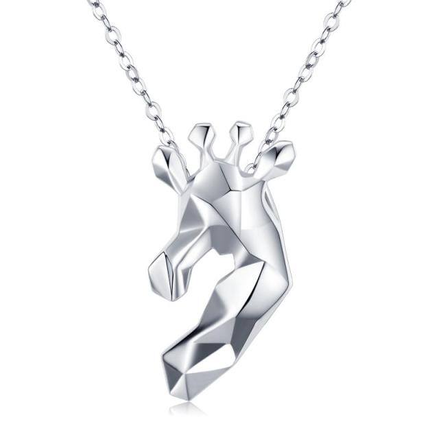 Sterling Silver Origami Giraffe Pendant Necklace-0