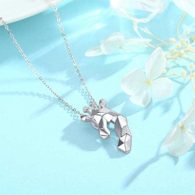 Sterling Silver Origami Giraffe Pendant Necklace-2