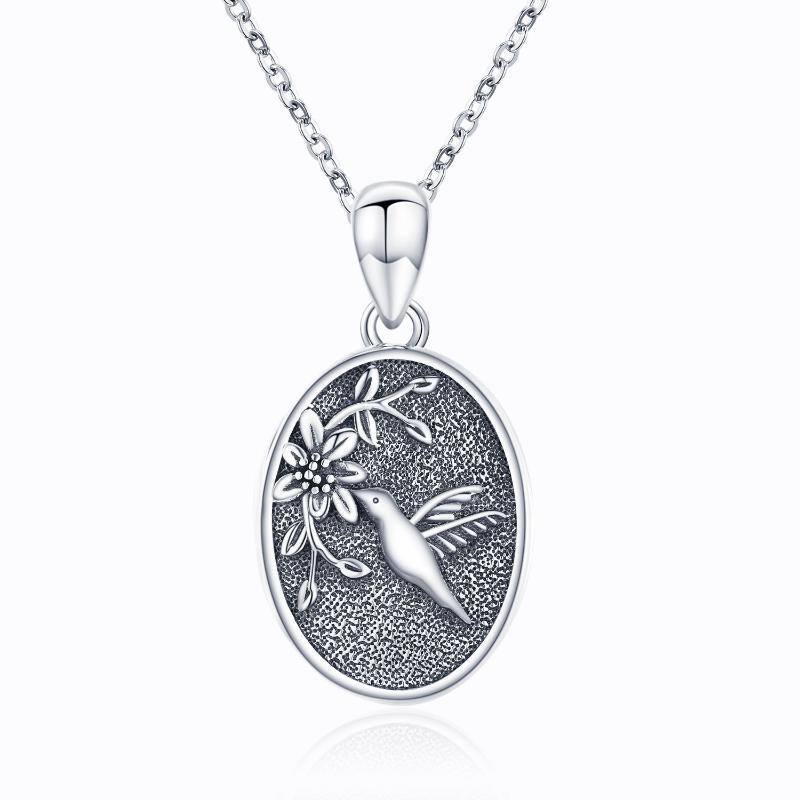 Collier en argent sterling avec pendentif colibri bicolore-1