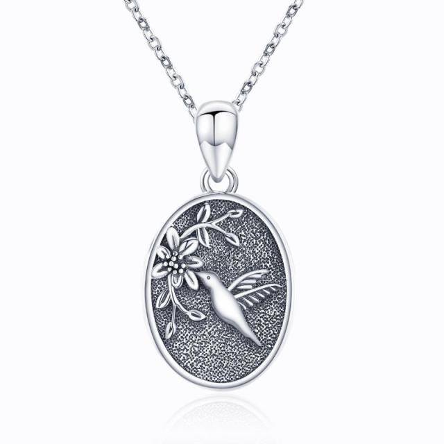 Medalhão de beija-flor de prata esterlina 925 que contém colar com pingente de fotos-0