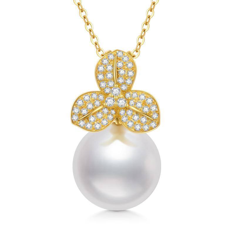 14K Yellow Gold Plated 16 ''1'' 1 ''Extender Inches Circular Shaped Pearl Strand Necklace-1