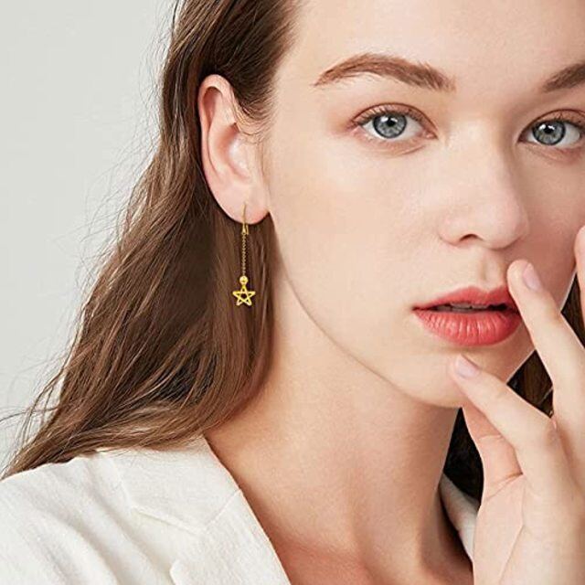 18K Gold Star Drop Earrings-1
