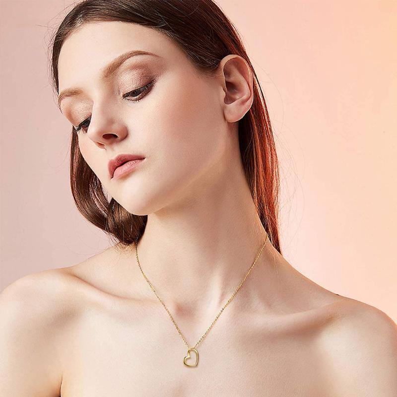 9K Gold Irregular Heart Pendant Necklace-2