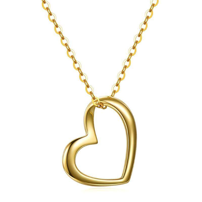 9K Gold Irregular Heart Pendant Necklace-1