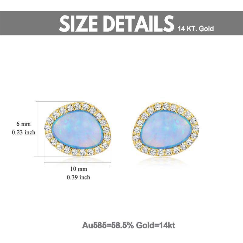14K Gold Opal Stud Earrings-6