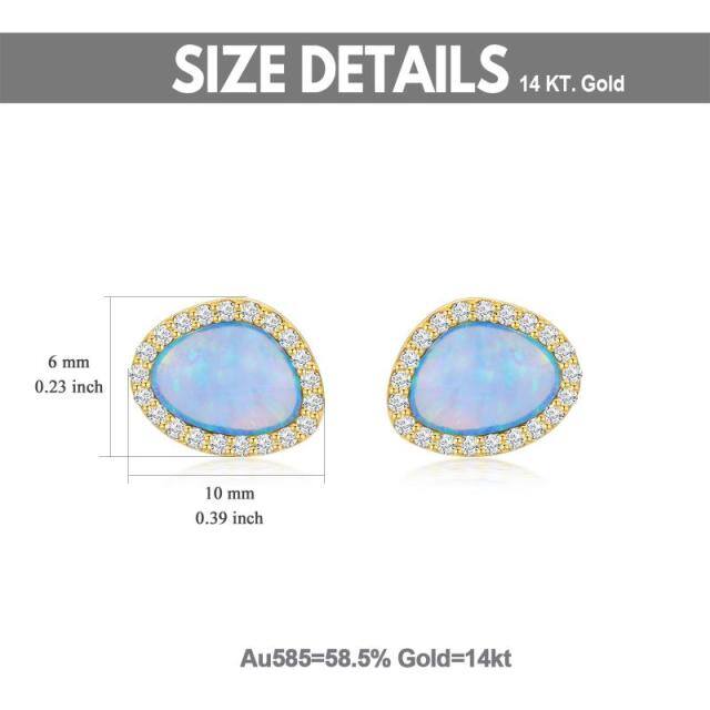 14K Gold Opal Stud Earrings-5