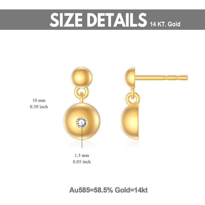 14K Yellow Gold Plated Diamond Round Stud Earrings-5
