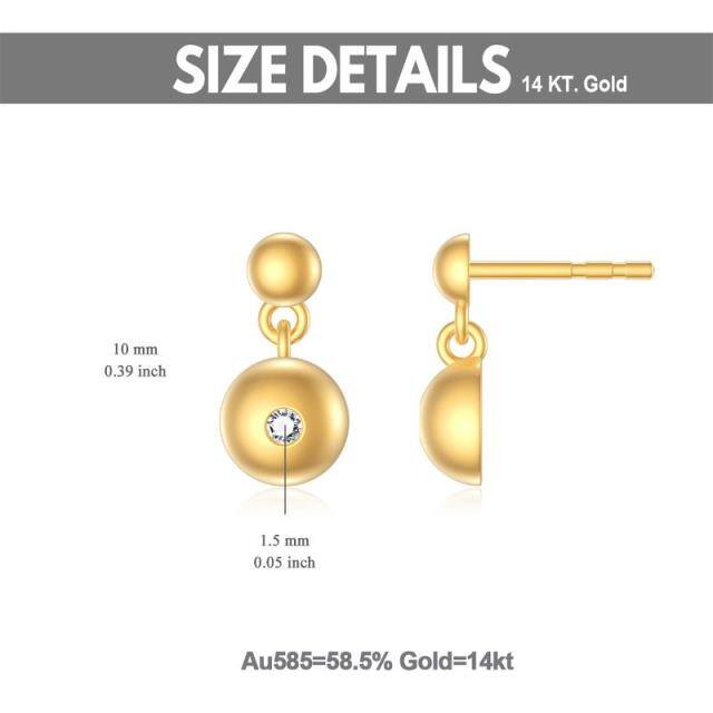14K Yellow Gold Plated Diamond Round Stud Earrings-4