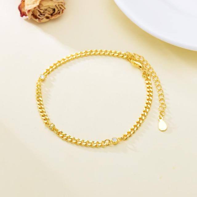 Bracelet en argent sterling et plaqué or jaune avec chaîne à maillons en zircone cubique d-2