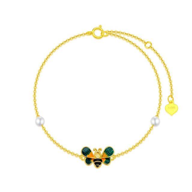 Bracelet avec pendentif abeilles en or 14K-0