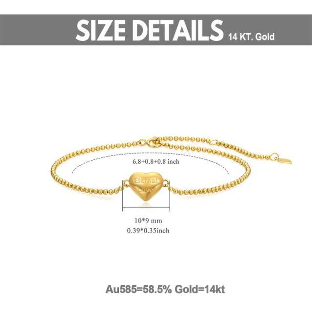 14K Gold Heart Metal Beads Bracelet-5
