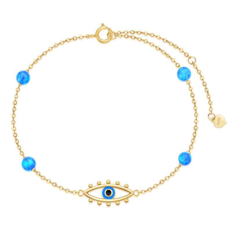 Bracelet en or 14K avec pendentif œil maléfique en opale-1