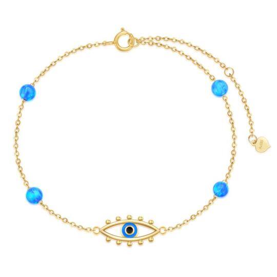 Bracelet en or 14K avec pendentif œil maléfique en opale
