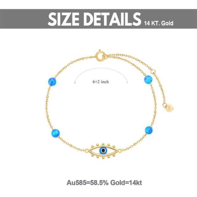 Bracelet en or 14K avec pendentif œil maléfique en opale-5