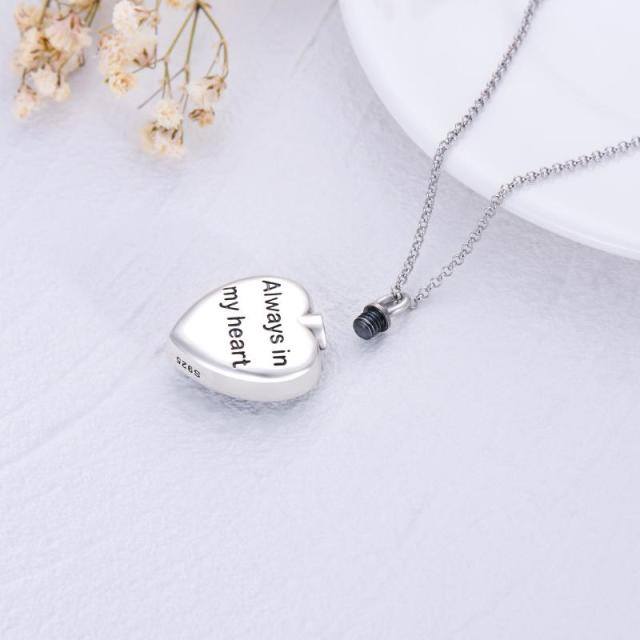 Sterling Silver Heart Shaped Crystal Heart Urn Necklace for Ashes-4