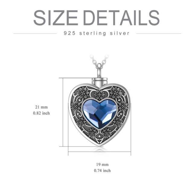 Sterling Silver Heart Shaped Crystal Heart Urn Necklace for Ashes-5