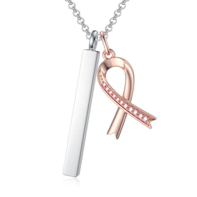 925 prata esterlina zircão rosa fita barra vertical urna colar jóias presente para mulher-0