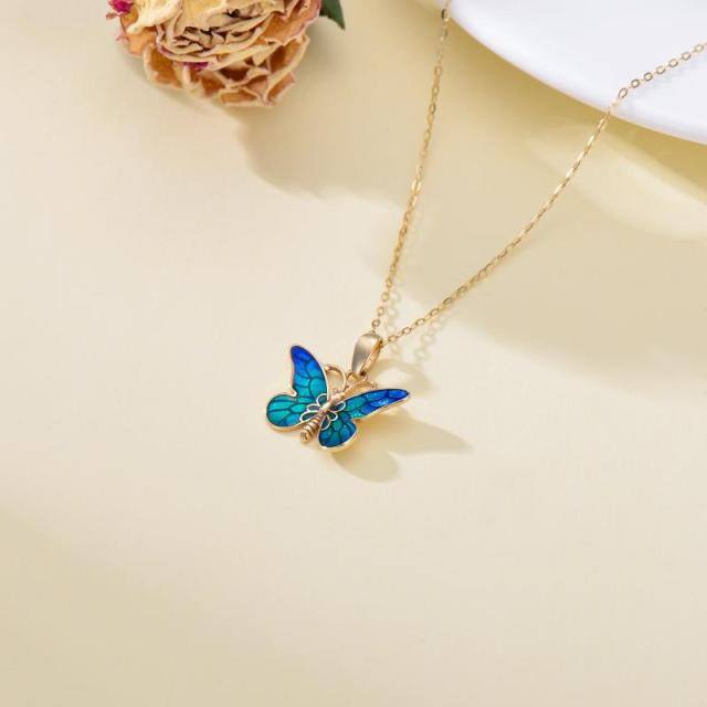 14K Gold Butterfly Pendant Necklace-3